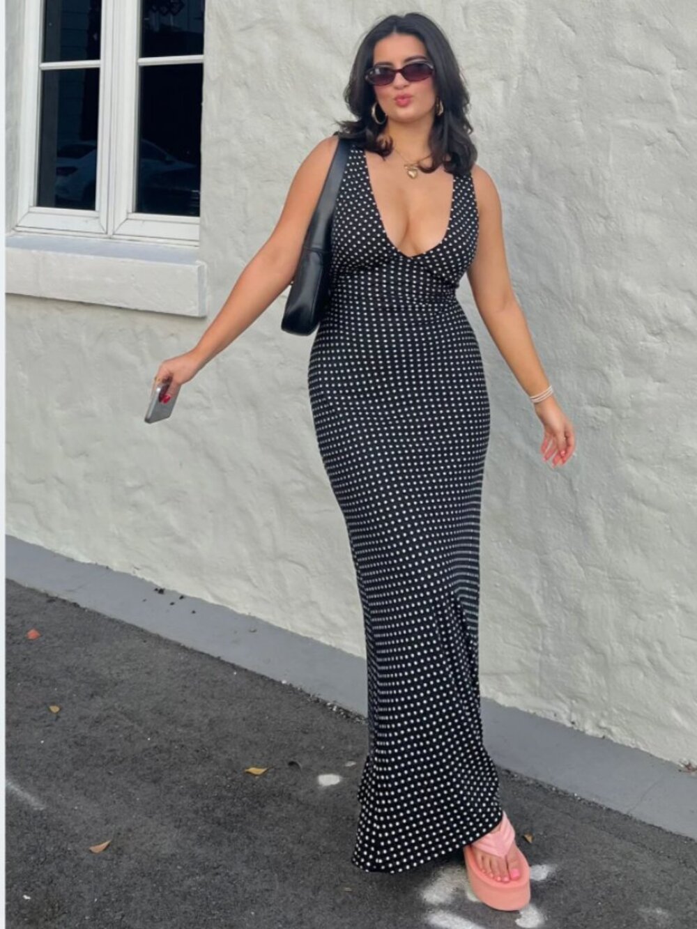 Nellie Maxi Dress Black Polka Dot by Princess Polly - Size 2